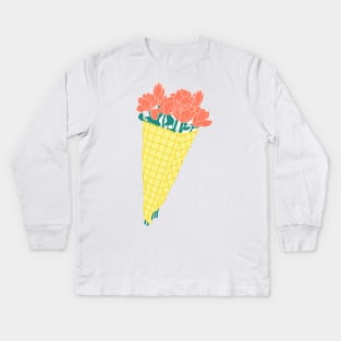 A bouquet of flowers drawn waiting for spring to come. Kids Long Sleeve T-Shirt